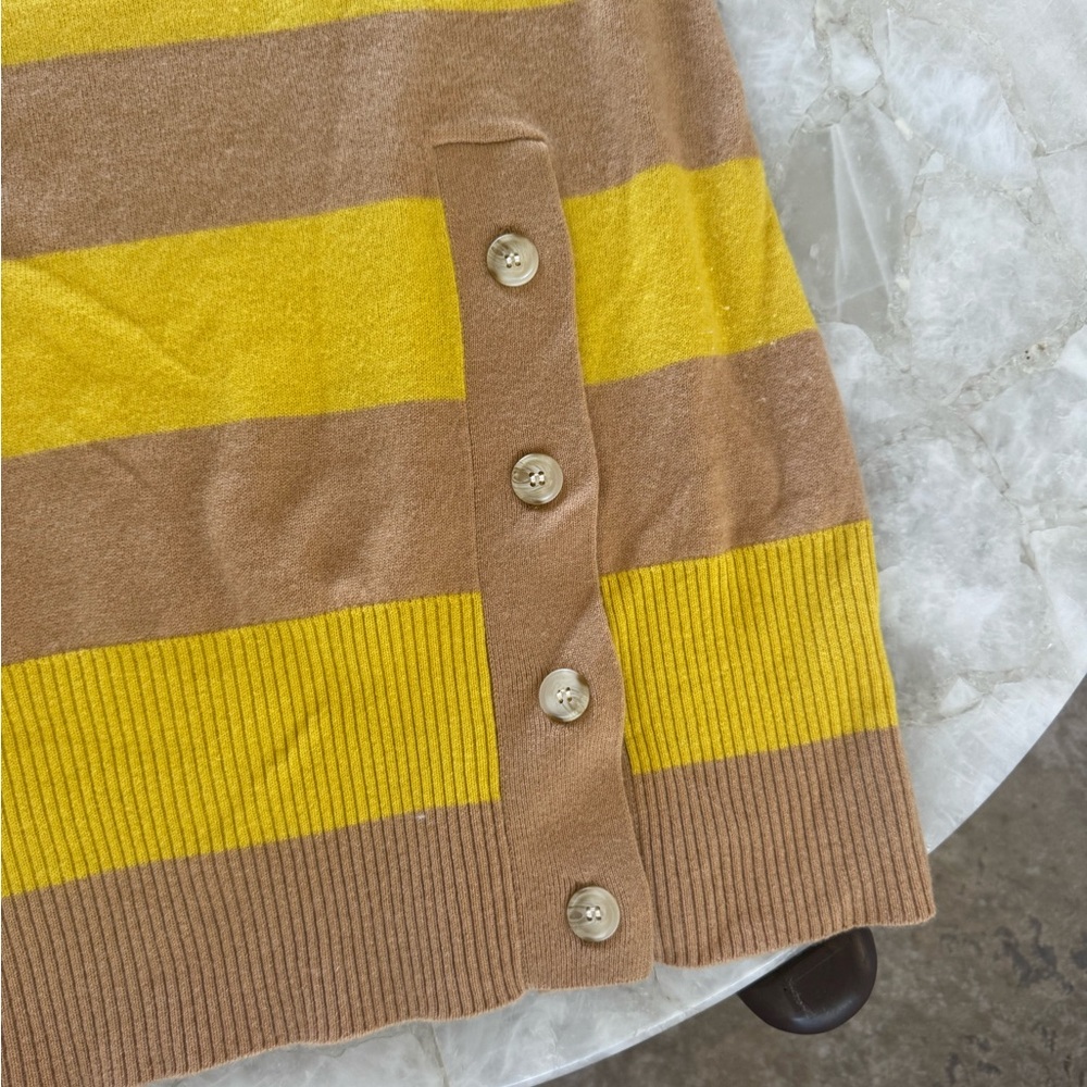 Anthropologie Cashmere Striped Yellow and Tan Sweater Dress M - Picture 3 of 6
